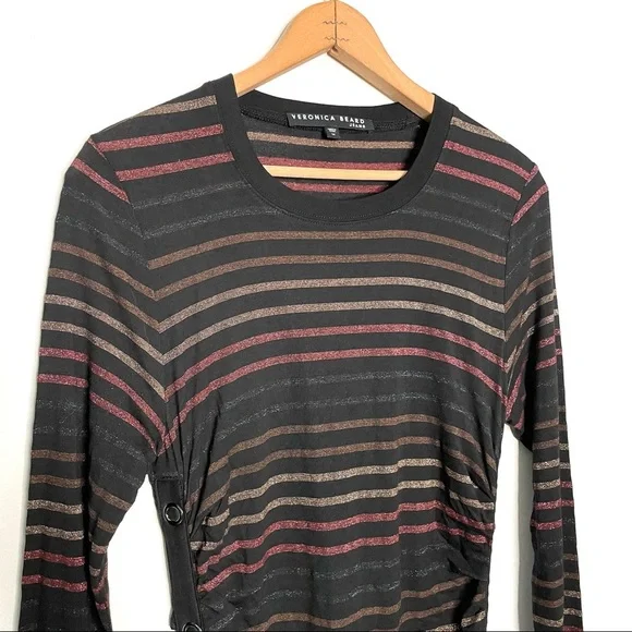Veronica BeardDaphne Striped Metallic Long-Sleeve Dress
